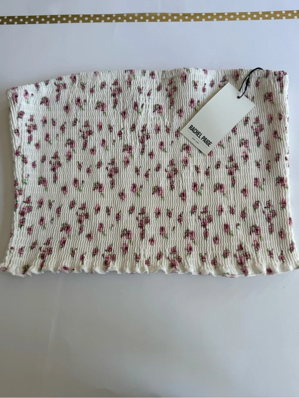 Rachel Paige Pink And Floral Smocked Tube Tops Set 2 Size XL Strapless Shirred